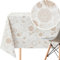 KP HOME PVC Wachstuchtischdecke Rechteckig 250x140 cm - Spitzenmotive Abwischbare Tischdecke Kunststoff Wasserdichtes für 8 Personen - Vinyl Tischtuch in Beige mit Verzierten Blumenmuster