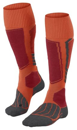 FALKE Herren Skisocken SK1 Comfort M Kh Wolle Funktionsmaterial warm dick 1 Paar, Orange Flash 8288, 44-45