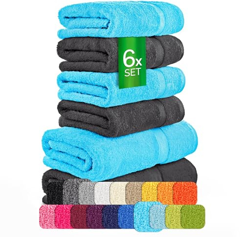 etérea Carli Handtuch Set 6-TLG Frottee Baumwolle 500 g/m² saugstark | 6er Set: 2x Duschtuch, 2x Handtuch, 2x Gästehandtuch · Trocknergeeignet · 500 g/m² · 100% Baumwolle · OEKO-TEX Made in Green