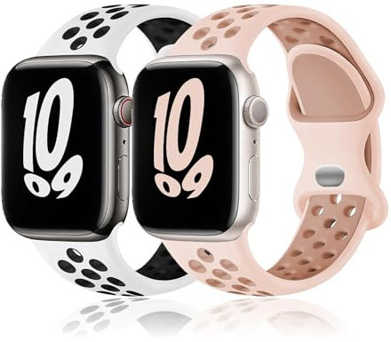 2 Pack Correa para Apple Watch 45mm 40mm 44mm 42mm 46mm 49mm 41mm 38mm,Band Silicona para Apple Watch Series10 9 8 7 6 5 4 3 SE Ultra 2/1 Nike Reloj Pulsera iWatch Band,Correas Deportiva Hombre/Mujer