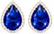 Linawe Imitation Diamond Earrings Sapphire Royal Blue Stud Earrings for Women, Rose Gold Cubic Zirconia Navy Blue Teardrop Statement Rhinestone Crystal Earrings Studs
