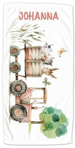 GRAZDesign Kinder Handtuch Tiere - Duschtuch mit Namen - personalisiert - für Mädchen & Jungen - Strandtuch als Geschenk - 140x70cm