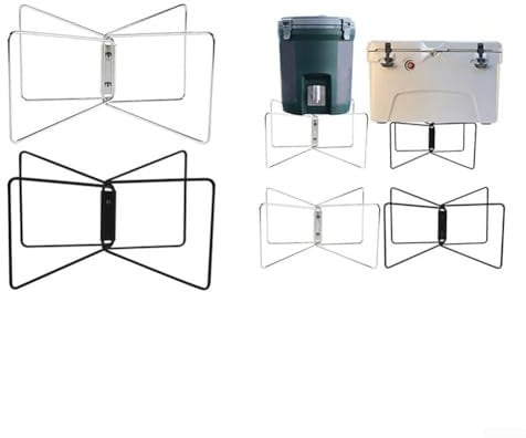 Getdoublerich Folding Cooler Stand, Ice Box Holder Foldable Outdoor Camping Ice Box Holder Rack Stainless Steel(Balck)