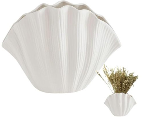Muschel-Keramikvase, Muschel-Blumenvase,Einzigartige Vase Für Bauernhaus- - Keramikvase, Moderne Kunst, Vasen, Blumentopf, Muschel Blumenvase, Keramikvase In Muschelform Im Nordischen Stil
