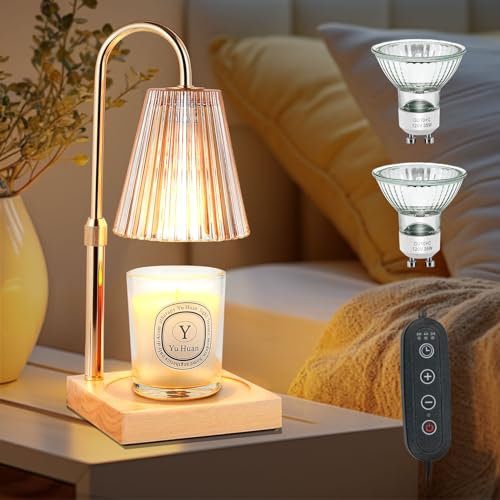 Candle Warmer Lamp,Height Adjustable Wax Melts Warmer with Timer & Dimmable Function,Electric Candle Warmer for Jar Candles with 2 Bulbs,Candle Lamp Warmer for Home Bedroom Decor,Gifts for Mom