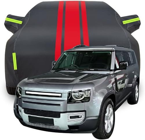 ZFZFC Vollgarage Autoabdeckung für 2024 Land Rover Defender 130, Wasserdicht/Kratzfest/Uv-Schutz Autoplanen Garagen Hagelschutzplane,A-Black-Red
