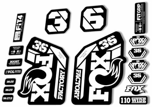 Gabel Ersatz Aufkleber kompatibel für Fox 36 2021 Serie Weiß (glänzend)