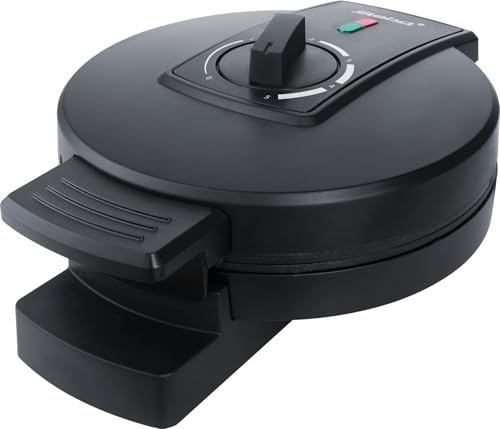 Steba XL-Waffel mit 18,5 cm Durchmesser, Waffeleisen für 5 Herzwaffeln, fettarmes Backen durch Antihaftbeschichtung, stufenlose Temperaturreglung, PFAS-frei, WE 3 XL, Schwarz
