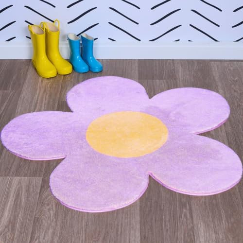 Blumenteppich, maschinenwaschbar, ultraweich, rutschfest, groovig, lila, niedlich, für Kinderzimmer, Mädchenzimmer, Schlafsaal, Klassenzimmer, Kinderzimmer, Schlafzimmer oder Spielzimmer (Lovely