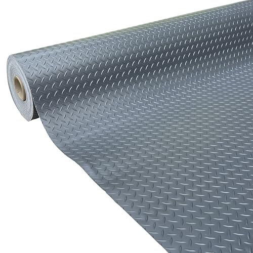 Shield Autocare © Heavy Duty Commerical Grade PVC Vinyl Floor Matting Garage Industrial Large Diamond Checker Black | Blue | Light Grey | Dark Grey | 1.3m Width | 3.2mm Thick (Dark Grey, 1.5m x 1.3m)