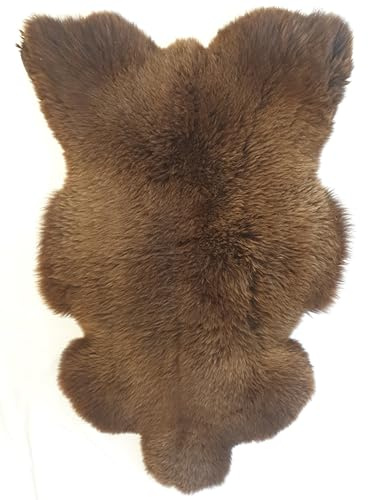 FURRYMAN Natürliche Lammfell – groß braunes Schafsfell, 120 x 60 cm, chromfrei – Schafsfelldecken – naturbelassenes Lammfell - naturfell