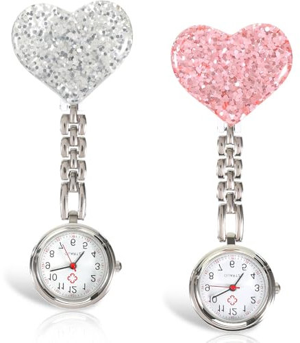 tlidfgeo 2PCS Nurses Fob Watch, Stainless Steel Nurse Watch with Brooch, Digital Nurses Watch, Nursing Watch Fobs Watch, Medical Watch for Doctor Nurse Student Staff