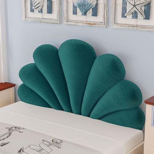 Muschel Kopfteil Bett 140 160 Polster, Wandkissen Kinderzimmer Bett Deko, Weiche PP-Baumwolle Wandpolster Schlafzimmer zum Sitzen im Bett, Aesthetic Room Decor Teenager Mädchen (Blau)
