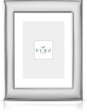Generico Puro marco de fotos Halley de plata con diseño a rayas, 10 x 15 cm