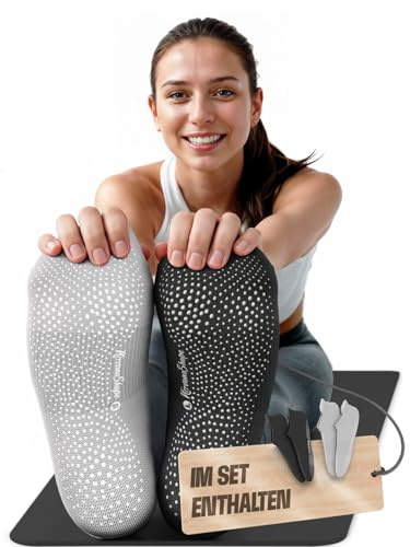 NirvanaShape Yoga & Pilates Socken - Rutschfeste Yogasocken mit ABS Noppen für Damen u. Herren - Anti-Rutsch Stoppersocken aus bequemer Baumwolle [ÖKO TEX zertifiziert]