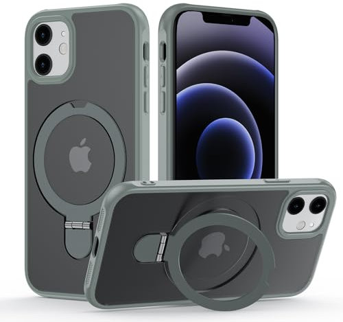 Meeter Hülle für iPhone 11 mit Magsafe, [ Magnetischer Ständer Unsichtbarer Standring ] Stoßfest Handyhülle Case Matt Kratzfeste Schutzhülle für iPhone 11, grau