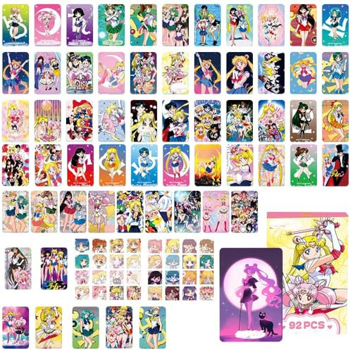 IFHDO Anime Karten, 92 Stück AnimeSaailiorr Moon Sammelkarten Aufkleber, Sammelkarten für Kinder, Sticker Kartenspiel Sets Für Fans, Kinder, Teenager Und Erwachsene Geschenk