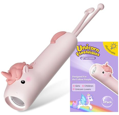 ZKLiLi Einhorn aufladbare Taschenlampe, dimmbare High Lumen LED-Leuchte, Kindertaschenlampe, für Notfälle Camping Wandern, Geschenke für Kinder Kindertaschenlampe