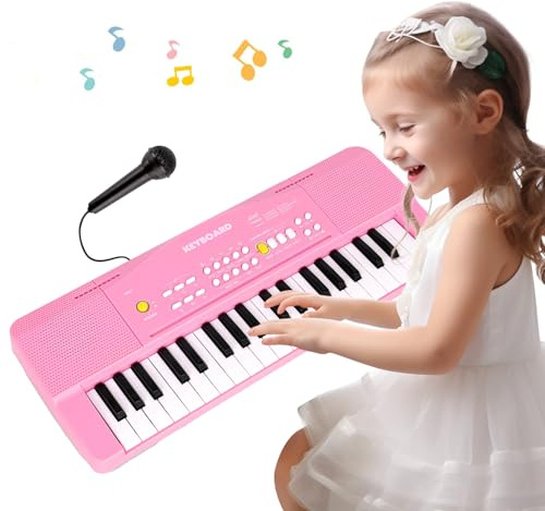 Teclado Piano Electrico Infantil para Niños, 37 Teclas Piano Portatil | Piano Musical con Micrófono,Teclado Organo Electrónico Piano, Educativo Para Niños Juguetes para 3 4 5 6 7 8 Años Niñas Niños