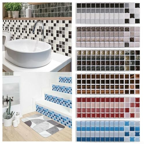 Dekorative Wandaufkleber, Mosaik-Aufkleber für Küche und Bad, MSC076, 10 Stück