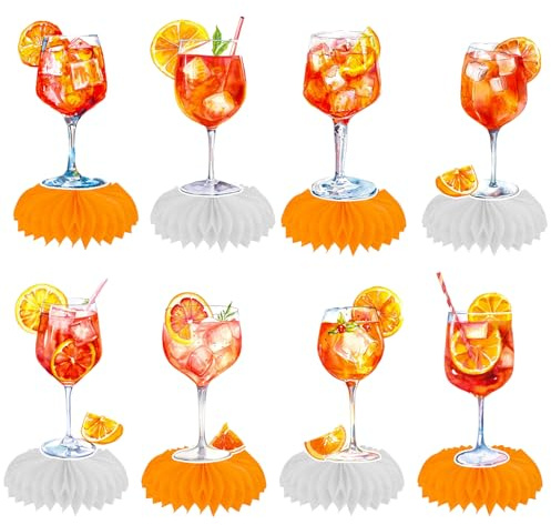 FloralGrace 9 Stück Orange Zitrus Cocktail Party Waben Tischdekoration Margarita Party Tischdekoration Für Tisch Aperol Spritz Bar Deko Für Junggesellinnenabschied