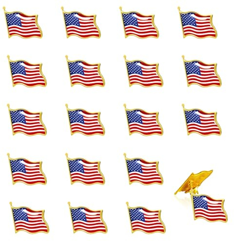 20 Stück USA Flagge Pin Abzeichen Metall Broschen Amerikanische Anstecknadel Anstecker Nationalflaggen Pins USA Fahnenpin für Kleidung Hüte Taschen Rucksack Jacke Männer Frauen Souvenir Geschenk