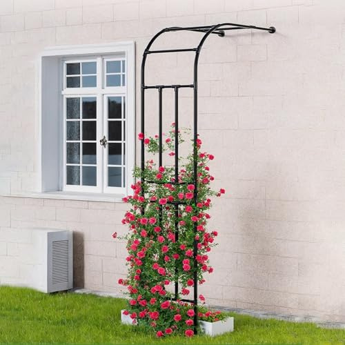 Pergola für den Außenbereich, Metall-Gartenbogen-Spalier für Kletterpflanzen, Rosen und Ranken, robust (375 cm) – perfekt für Gärten und Landschaftsdekoration