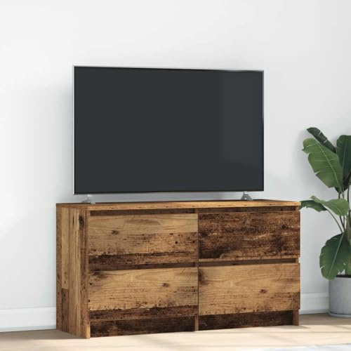 HOMEELIKE TV-Schrank aus Holzwerkstoff mit Altholz Design 100 cm Breite Stabiler Fernsehschrank
