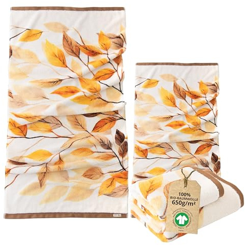 ZWOLTEX - Handtücher Premium Art Design - Nostalgy, Bedrucktes Handtuch Set: 50x100 und 70x140 cm, Badehandtuch aus 100% Organic Baumwolle 650g mit GOTS-Zertifikat, Weich und Saugfähig Towel