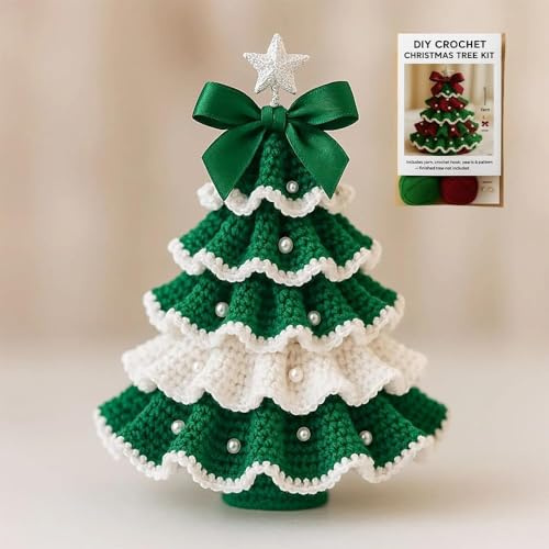 YUSHWENPTY Albero di Natale Uncinetto, Kit Uncinetto Principianti Natal, DIY Crochet Kit per Regalo di Natale, Artigianato, Decorazioni per Feste (B)