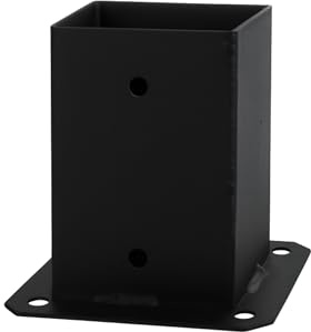 ADGO - Aufschraubhülse - Pfostenträger zum Aufschrauben 100x100 - Feuerverzinkt, Schwarz - Balkenschuh, Pfostenschuh, Holzbalken Halterung, Metallfuss für Zaunpfosten - für Garten, Terrasse, Zaun
