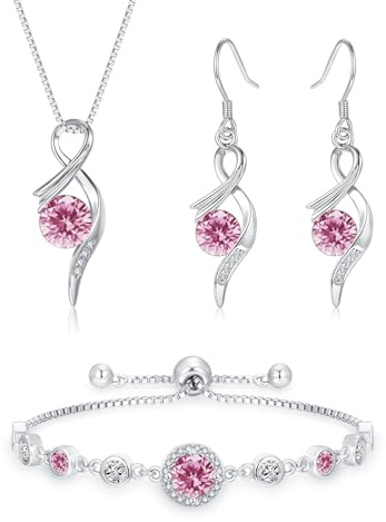 Estrellique Silber Schmuck Set Damen, 3PCS 925 Sterling Silber Halskette & Ohrringe & Armband Set mit AAAAA Cubic Zirkonia, Unendlichkeit Silberschmuck Damen 925 Geschenk zum Geburtstag Mutter Tag