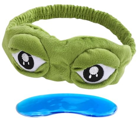 3D Sad Frog Eye Patch – Weiche Schlafmaske 8,66 Zoll, warmer und kalter Kompresseneinsatz | Niedliches Anime-Cosplay-Kostüm, Partygeschenk, lustiges Gag, Geschenk für und Mädchen