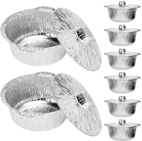 TOYANDONA Lot de 8 Barquettes en Aluminium Jetables 2000ml avec Couvercle, Résistantes Multifonctions pour Camping, Cuisson Four, Air Fryer et Barbecue, Recyclables, Pratiques