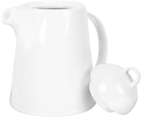 WESIEVYA Teiera in Ceramica Bianca Facile da Versare da Pulire, Bottiglia per Caffè e Latte per Ufficio e Ristorante