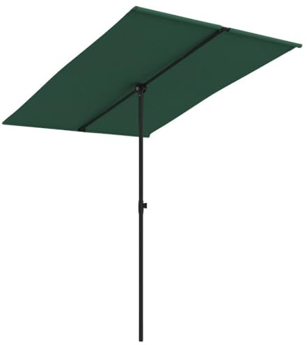 Foknhdi Parasol rectangulaire - 2 x 1,5 m - Vert - Polyester UV - Mât en aluminium réglable et rotatif à 180 ° - Protection solaire pour balcon et terrasse