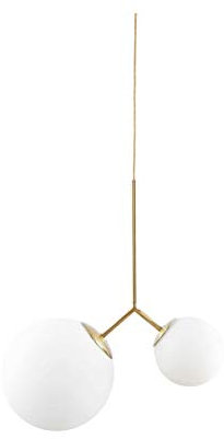 House Doctor Lampe, Twice, weiß, l: 70 cm, E14, Max 40 W pro Steckdose, 3,0 m Kabel, handgemachte Glaskugel, 70 x 30.29 cm, 203970105