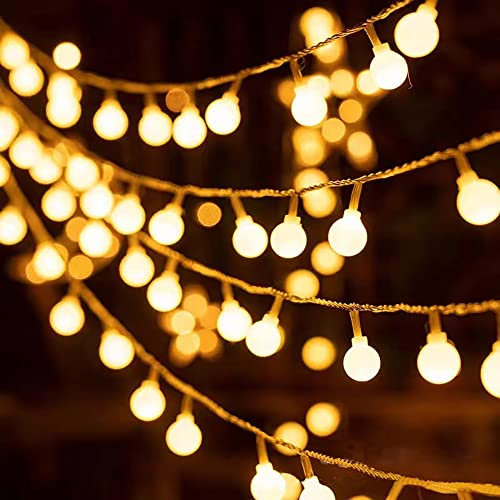 FPEAOB Lichterkette 10 Meter 80 LED Globe Lichterkette Warmweiß für Weihnachten, Hochzeit, Party, Zuhause sowie Garten, Balkon, Terrasse, Fenster, Treppe, Bar, etc