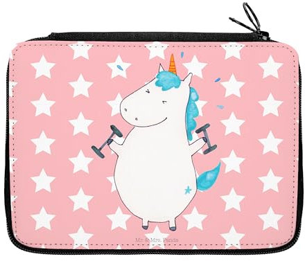 Mr. & Mrs. Panda Federmappe Einhorn Fitness - Geschenk, Motiv, Pumpen, Unicorn, Kind, Federmäppchen, Einhorn Deko, Pegasus, Abnehmen, Bestückte
