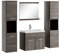 Badplaats B.V. Badezimmer Badmöbel Set Montreal XL 60cm Waschbecken Grau Eiche - Unterschrank Hochschrank Waschtisch Möbel