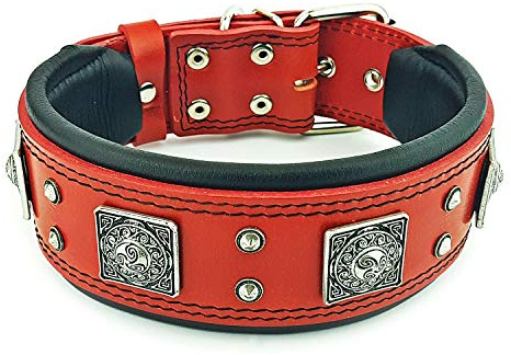 Bestia™ EROS Hundehalsband für große Hunde. 100% Leder. Weich gepolstert. 6,3 cm breit. TOP Qualität!