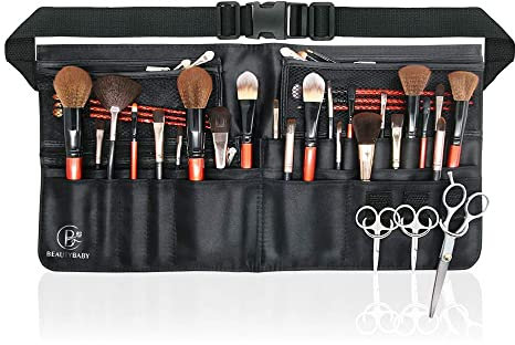 Beautybaby - Marsupio professionale per pennelli da trucco, portatile, multi tasche, con cinghia per cintura, nero, 1 pezzo (confezione da 1)