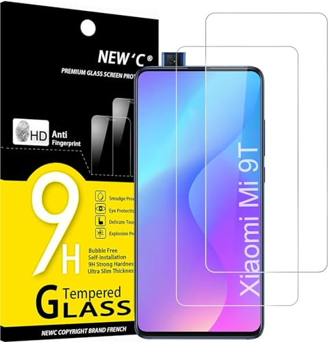 NEW'C 2 Stück für Xiaomi Mi 9T, Mi 9T Pro für Panzerglas, Frei von Kratzern, 9H Härte, HD Displayschutzfolie, 0.33mm Ultra-klar, Ultrabeständig
