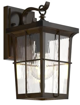 Lindby Wandleuchte außen Charmaine (Retro, Vintage Antik) in Braun aus Aluminium (1 flammig E27) - Außenwandleuchten Wandlampe Led Außenlampe Outdoor für Außenwand/Hauswand Haus