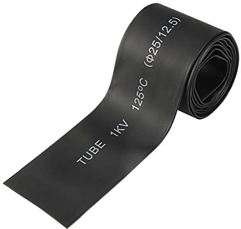sourcing map Heat Shrink Tubing, 25mm Dia 41mm Flat Width 2:1 rate Shrinkable Tube Cable Sleeve 1m - Black