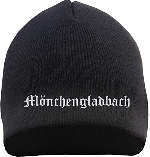 sostex Mönchengladbach Beanie Mütze - Altdeutsch - Bestickt - Strickmütze Wintermütze Einheitsgröße Schwarz
