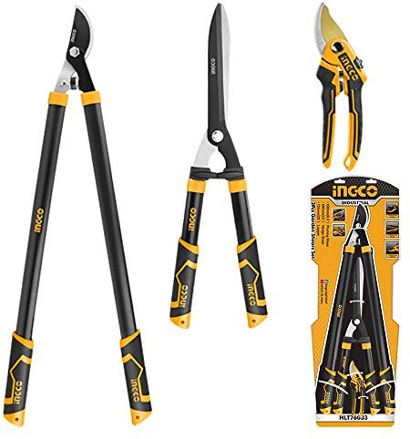 Ingco Hlt76033 Cesoia Da Potatura Troncarami Tagliasiepi Set 3 Pezzi Professionali Da Pota Giardinaggio Giardino