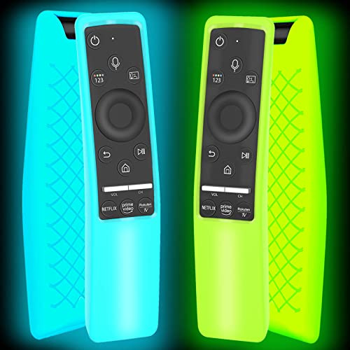2 Pack Remote Case Glow in The Dark Compatible with Samsung Smart TV Remote Controller BN59 Series, Silicone Cover Protector Shockproof Anti-Slip Remote Skin Sleeve