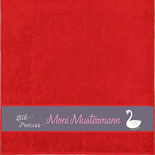 Manutextur Duschtuch mit Namen - personalisiert - Motiv Schwan - viele Farben & Motive - Dusch-Handtuch - rot - Größe 70x140 cm - persönliches Geschenk mit Wunsch-Motiv und Wunsch-Name