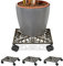4 x Pflanzenroller Gusseisen, quadratisch, 27,5 x 27,5 cm, Blumentopfuntersetzer, 4 Rollen, stabil, Blumenroller, Bronze